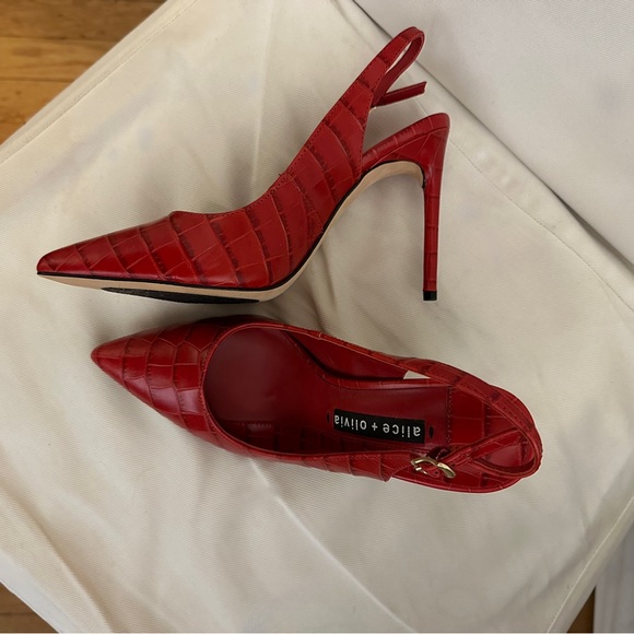 Alice + Olivia Shoes - Alice & Olivia red croc heels